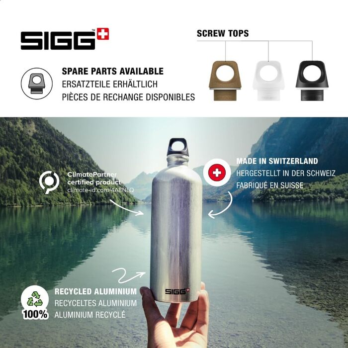 SIGG алюмінієва пляшка для води Traveller 1 л, легка, герметична, підходить для газованих напоїв, BPA-free, темно-синя, кліматично нейтральна