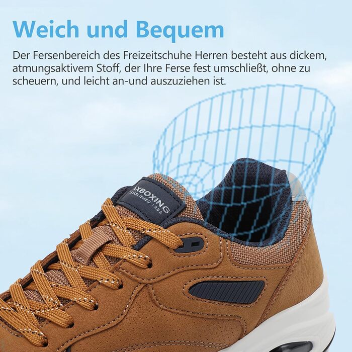 AX BOXING: Чоловічі кросівки/кеди. Легкі повсякденні, модні спортивні черевики з натуральної шкіри. Розміри 41-46 EU, колір коричневий. Розмір 45 EU