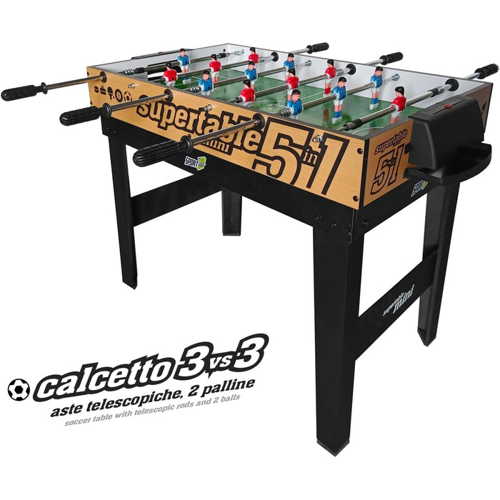Мультиігровий стіл Sport1 Supertable Mini 5-в-1: футбол, хокей, більярд, теніс, керлінг, 97,5x48x69 см, з аксесуарами