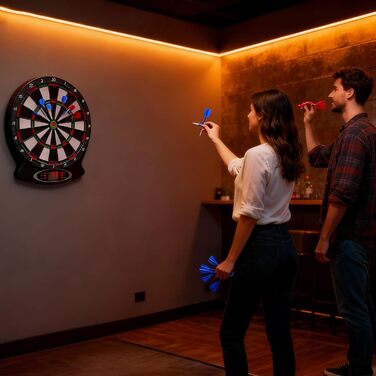 Електронний дартс Dartscheibe з 12 стрілками та LCD-дисплеєм, голосове супроводження, живлення від батарейок