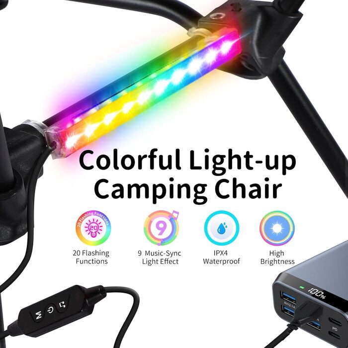 Складний туристичний стілець BeLeEv з кишенями, чорний. Легкий, компактний для кемпінгу, риболовлі, відпочинку на природі.