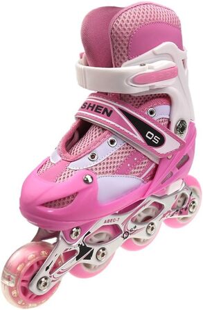 Дитячі ролики Supfine – зручні ролики з підсвічуванням, регульовані розміри 31-38, для дівчаток та хлопчиків (рожеві, S:31-34)