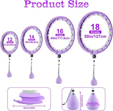 Розумний хулахуп для схуднення з обважнювачем та лічильником, 18 вузлів, розбірний, для жінок та чоловіків