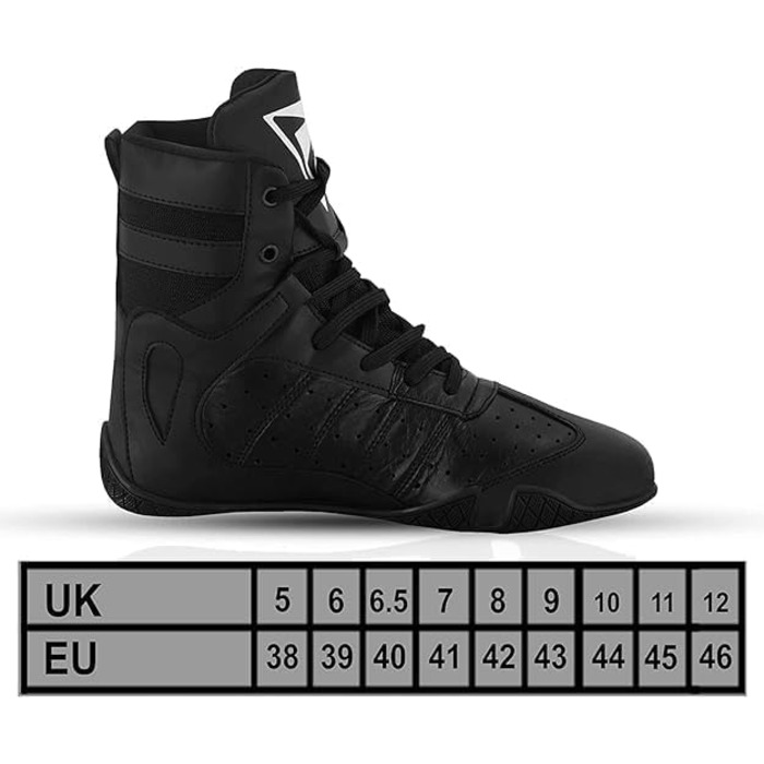 Боксерські черевики для чоловіків, Муай Тай, кікбоксинг, спаринги, підлітки, боксери, тренери, бойові мистецтва, дихаючі, бодібілдинг, чорний колір, розмір 38-47