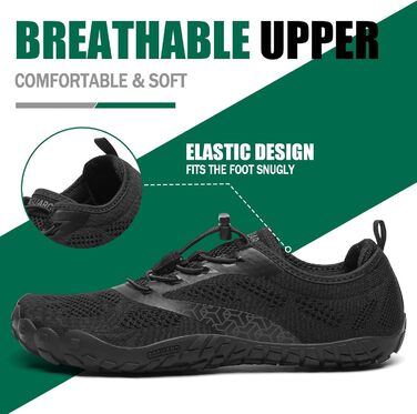 Чоловічі та жіночі барефут кросівки SAGUARO для фітнесу та трейлраннінгу, Zero-Drop, розмір 35-48 EU (47 EU, чорний)