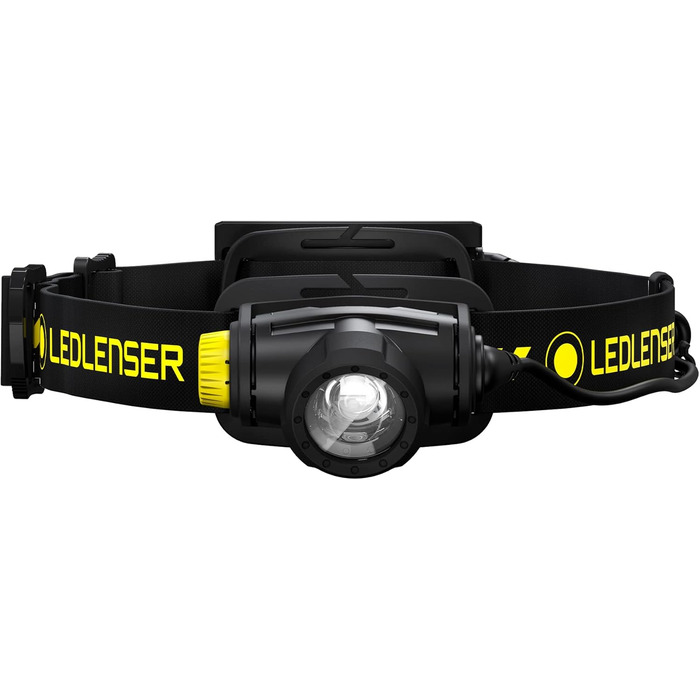 Ліхтар налобний LED Ledlenser H5R Work, 350 люмен, водонепроникний IP67, регульований, поворотний, з плавним регулюванням яскравості, 2xAA батарейки, дальність освітлення 160м, з батарейками