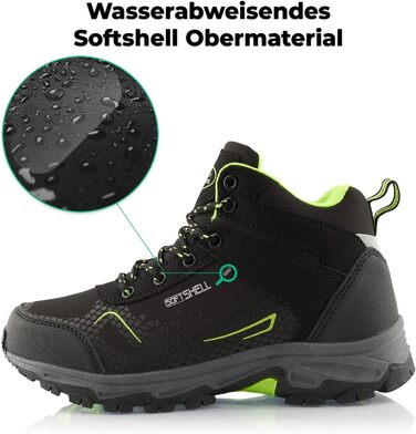 Черевики для піших прогулянок для жінок та чоловіків, зимові, водонепроникні, чорно-зелені (37 EU)