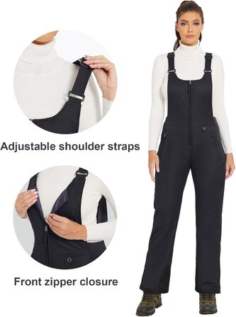 Жіночі гірськолижні штани GEMYSE, чорні, XL - водонепроникні, вітронепроникні, з регульованими лямками