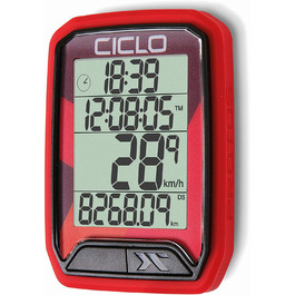 CICLO PROTOS 213 бездротовий велокомп'ютер, 13 функцій, червоний