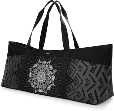 Сумка для йоги Gonex Canvas Extra Large: Водонепроникна спортивна сумка для килимка, блоків та подорожей, Чорна L