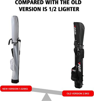 Сумка для гольфу PGM - Легка, зі стійкою та ременем - Міцна та зручна для тренувань та гри - Сумка для гольфу PGM Gun Bag 2.0 (GRAU)