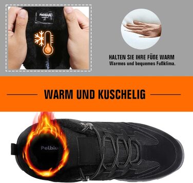 Черевики для ходьби чоловічі зимові утеплені, трекінгові черевики, зимові черевики, неслизькі, легкі, черевики для хайкінгу, зручні зимові черевики, гірські черевики, водонепроникні черевики для хайкінгу, outdoor черевики, чорні, 40 EU