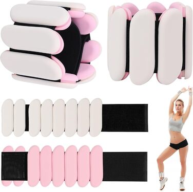 Ваги для зап'ястя та щиколоток - 1 пара (по 0,45 кг кожна) | Регульовані ваги для зап'ястя та щиколоток, силіконові браслети для рук та ніг для жінок | Для йоги, танців, пілатесу, плавання, ходьби та тренажерного залу (Weiß)