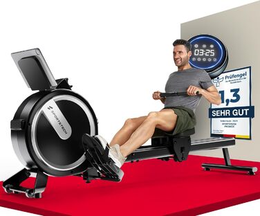 Sportstech PROwer: тренажер для дому з магнітним опором, LED-дисплеєм, Bluetooth та вертикальним зберіганням (чорний)