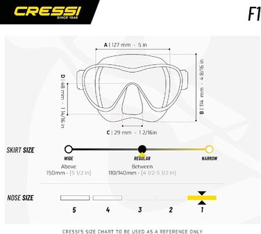 CRESSI F1 Безрамкова маска для дайвінгу та снорклінгу, універсальна, чорна, з лінзами Ultravision Blue або комплект з трубкою Dry, унісекс