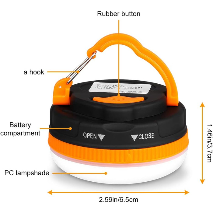 Фонарі кемпінгові LED Flintronic, 2 шт., 5 режимів, SOS, водонепроникні, міні, для намету, портативні, для туризму, риболовлі, надзвичайних ситуацій, оранжевий