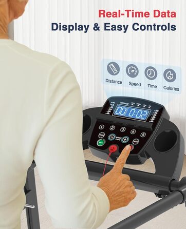 Біговий доріжка Redliro з довгими поручнями для людей похилого віку, до 136 кг, складана, з колесами, тримач для напоїв та телефону, для відновлення вдома або в квартирі