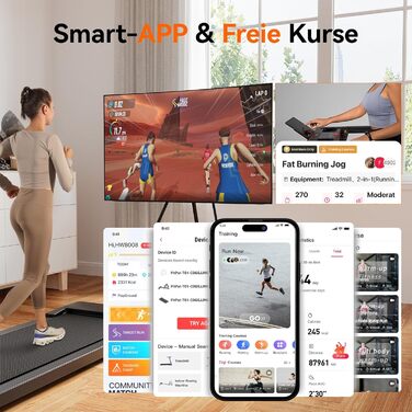 Walking Pad Raceable: Міні-біговий доріжки для дому з керуванням через APP, максимальне навантаження 136/159 кг, чорний, 80 см