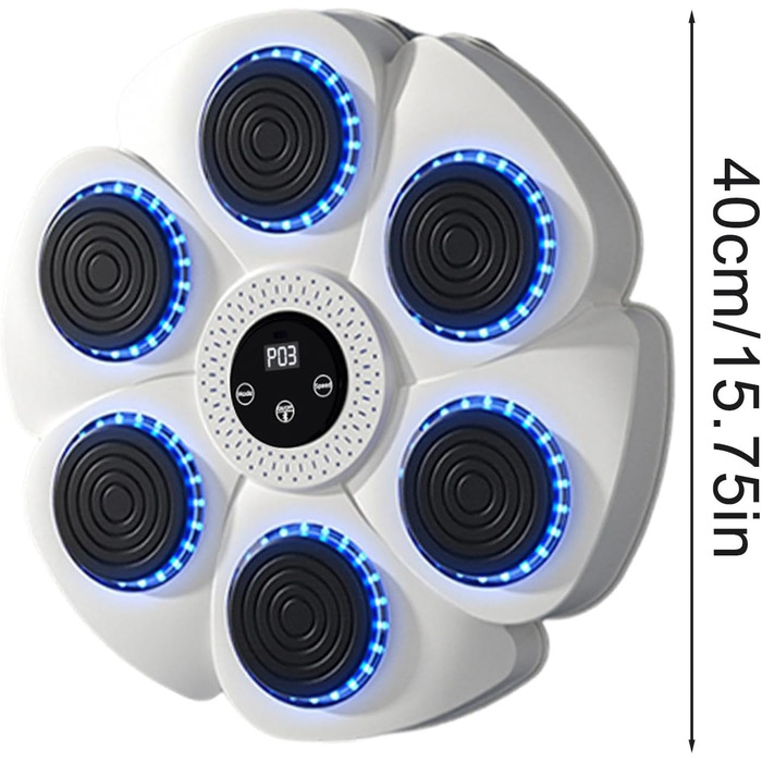 Музична бокс-машина для дорослих та дітей, розумна бокс-машина з подушкою для ударів, настінний кріплення, з рукавичками (біла)