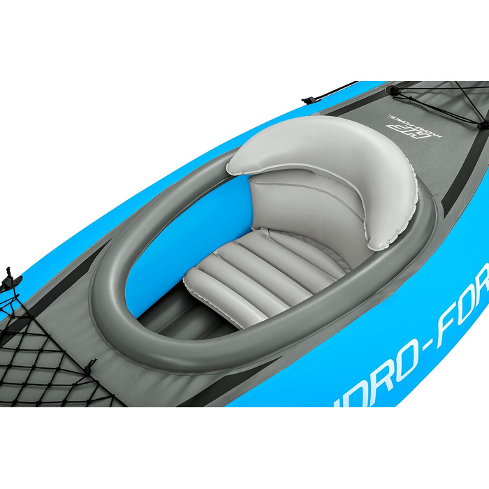 Надувний одномісний каяк Hydro-Force Cove Champion з веслом, помпою та сумкою для перенесення, синій