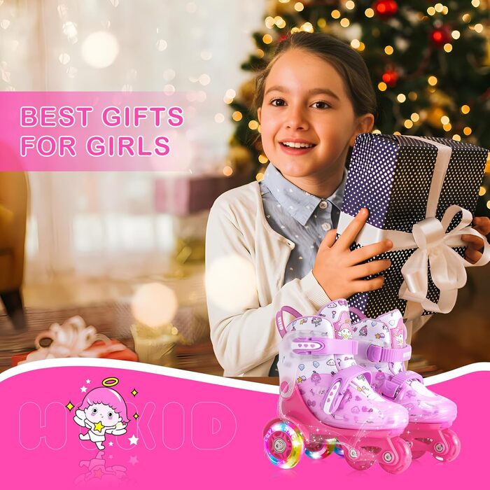 Дитячі ролики для дівчаток, 4 розміри, регульовані, безпечні, дихаюче покриття, легкі