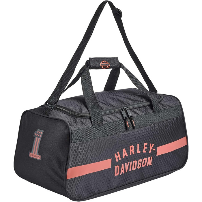 Спортивна сумка Harley-Davidson Rust Orange #1 Logo з плечовим ременем, чорна