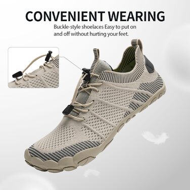 Взуття для бігу та пляжу IceUnicorn Zehenschuhe (37 EU, бежеве) - унісекс, широка модель для трейлраннінгу, аквашузи