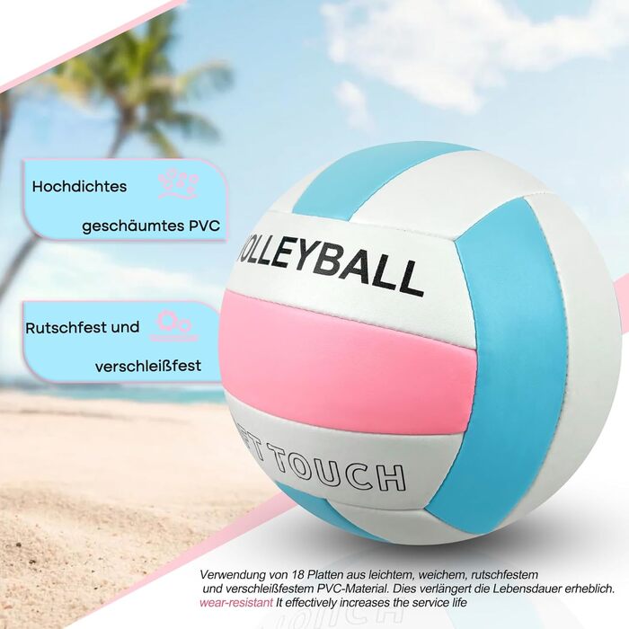 Волейбольний м'яч Bibykivn Official Size 5: водовідштовхуючий, для пляжу, басейну та спорту. З насосом, PVC-поверхня.
