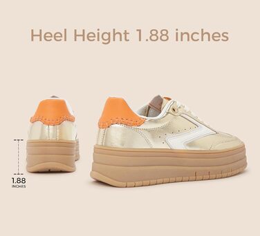 Жіночі туфлі на платформі Lucky Step з замші та гумовою підошвою, золотисті - ретро дизайн для тенісу та повсякденного носіння, 38 EU