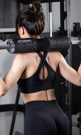 Подушка для штанги Fitgriff® з липучкою, м'який захист для шиї та стегон, для присідань, хіп-трасту, тренувань у залі, леопардовий принт