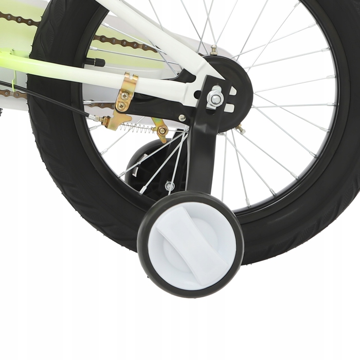 Дитячий велосипед 16-дюймовий, жовтий, з додатковими колесами та LED-підсвіткою