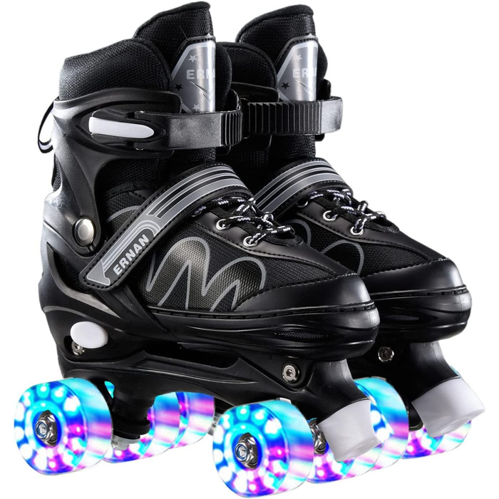 Дитячі ролики-інлайнери Flash: ролики для початківців, 4 колеса, регульовані, чорні (EU 34-38)
