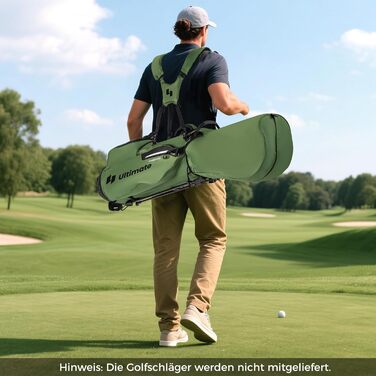 Сумка для гольфу COSTWAY Standtasche з підставкою, 8 відділень, водонепроникна накидка, легка, з 5 кишенями та підставкою для олівців, для чоловіків та жінок (Зелена)
