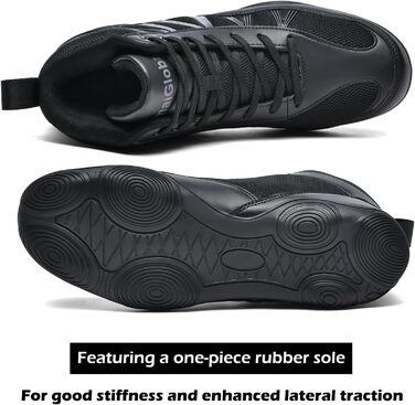 Чоловічі боксерські та борцівські кросівки DimaiGlobal. Зручні кросівки для боксу, боротьби, кікбоксингу, кікбоксингу, карате, тхеквондо, з нульовим дропом, чорного кольору (44.5 EU)