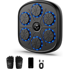Музыкальний автомат для боксу HEETIPUK 2025 з Bluetooth, 2 боксерськими рукавичками, зарядним кабелем 2 м, настінний, ударостійкий з PU, регульована гучність – для фітнесу