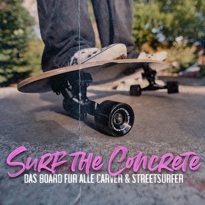 Серфскейт Apollo Surfskate Pro Midi Longboard для дорослих та дітей, з якісною вісью для карвінгу та пампінгу, міні круїзер для стрітсерфінгу, смугастий дизайн