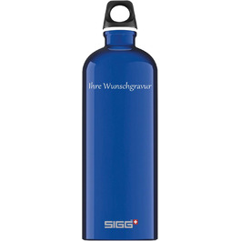 Алюмінієва пляшка SIGG Traveller 1 л з іменною гравіруванням, синя