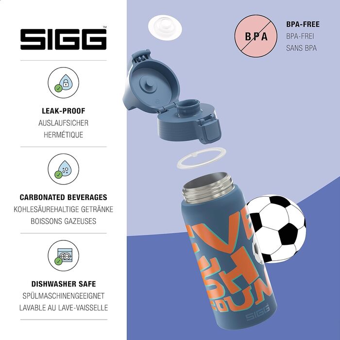 Дитяча ізольована пляшка для напоїв SIGG Shield Therm ONE 0,5 л, підходить для газованих напоїв, не протікає, легка, BPA-free, дизайн 5 Ballgame