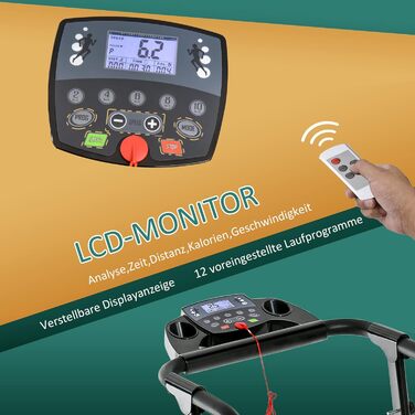 Електрична бігова доріжка Homcom, складана, з LCD-дисплеєм, 500 Вт, 0,8-10 км/год, 3 програми, чорна