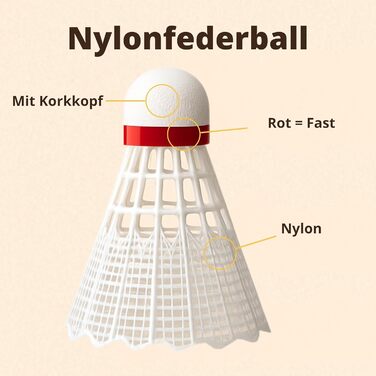 Набір для бадмінтону BEST SPORTING: Турнірні м'ячі 6 шт. (Нейлон, швидкі)