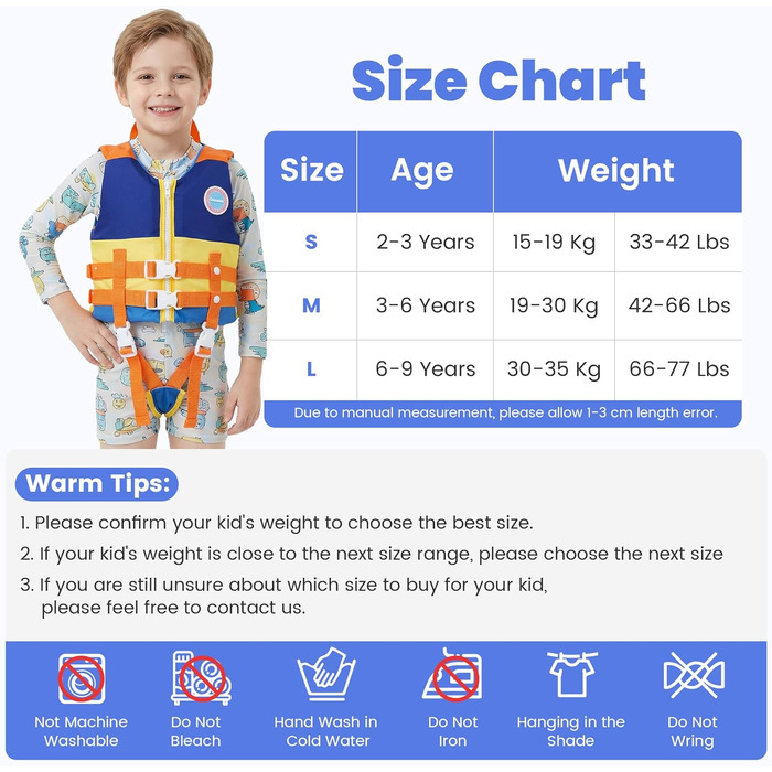 Дитяча жилетка для плавання Gogokids для хлопчиків, 1-9 років, рожева, блакитна, помаранчева