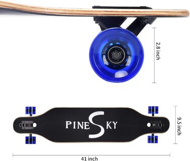 Лонгборд PINESKY 41 дюйм 8 шарів клену, круїзер для катання, карвінгу, фрістайлу та даунхілу з T-інструментом