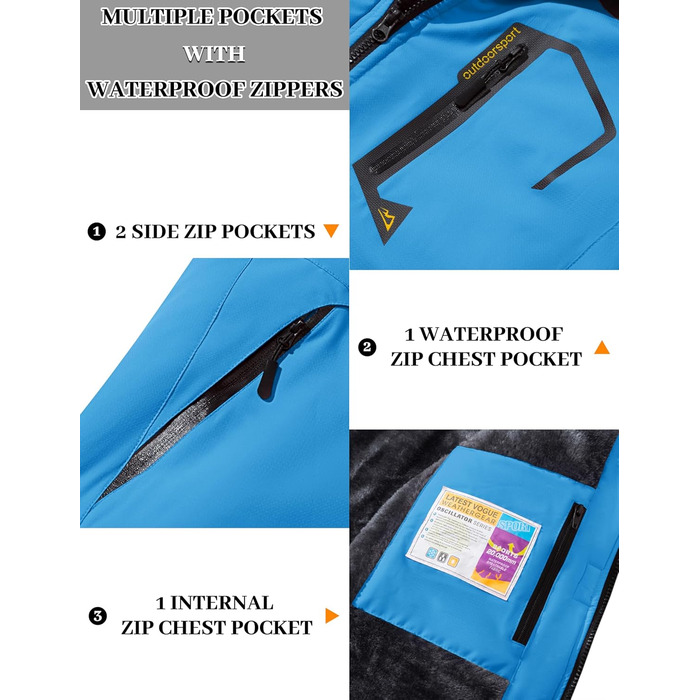 Зимова куртка MAGCOMEN для жінок: тепла флісова парка, кімоно, куртка для сноуборду, водонепроникна, вітрозахисна (M, Синій, Чорний)