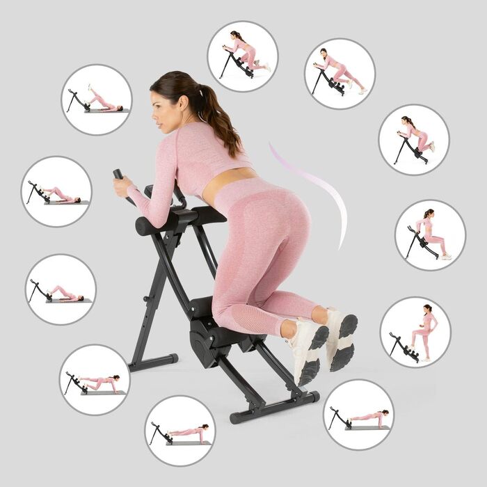Тренажер для пресу VITALmaxx Fitmaxx 5/Abmaxx 6 з комп'ютером, фітнес-обладнання для початківців і досвідчених, 5 рівнів складності, складаний, для всього тіла