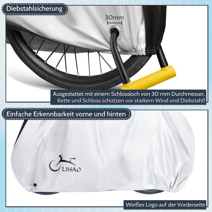 Водонепроникний чохол для велосипеда LIHAO 210D, 200 x 110 x 70 см з сумкою для зберігання