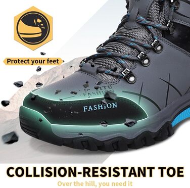 Чоловічі трекінгові черевики Littleplum: водонепроникні, дихаючі, з антиковзкою підошвою, високий верх, спортивні, сірий, 41 EU