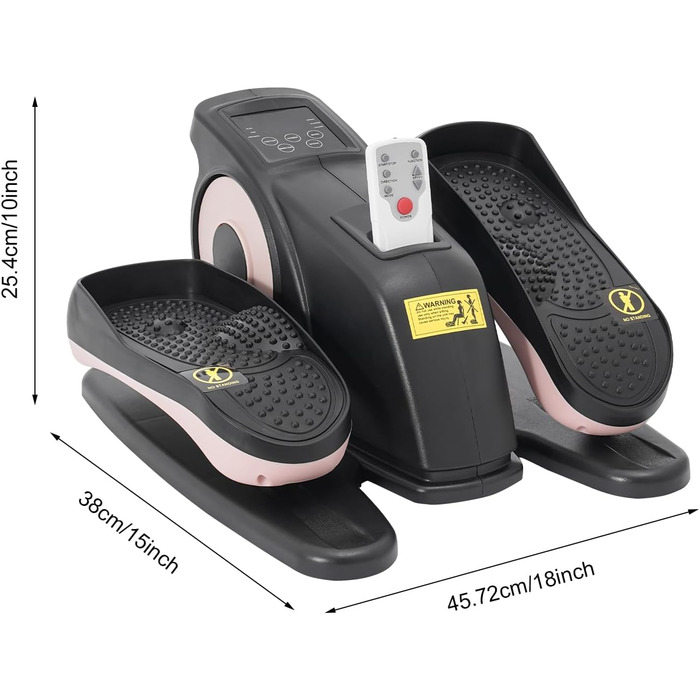 Міні еліптичний тренажер під стіл з пультом та дисплеєм, регульована швидкість, електричний, для дому, чорний+рожевий