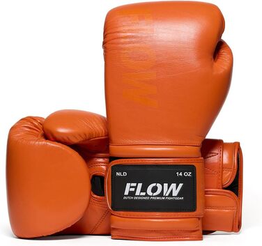 Боксерські рукавички Flow Challenge з натуральної шкіри для спарингу та тренувань, Муай Тай, кікбоксинг, ММА, бойові мистецтва, чоловічі та жіночі (Помаранчеві, 12 oz)