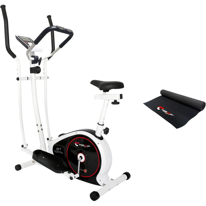 Ергометр Christopeit Crosstrainer CT 4 – 2-в-1 тренажер для ходьби та бігу з магнітною системою опору 7 кг, 8 рівнів навантаження, LCD-дисплей, датчики пульсу та підставка для планшета – для щадного впливу на суглоби (з килимком)