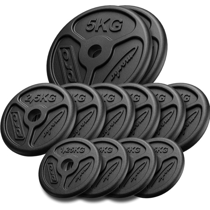 Комплект гантельних дисків Marbo Sport Slim Guss 30/31 мм, 30/50/60 кг, чавунні, виготовлено в ЄС